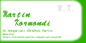 martin kormondi business card