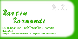 martin kormondi business card